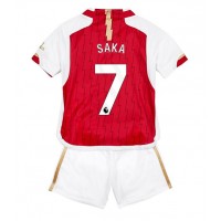 Camisa de Futebol Arsenal Bukayo Saka #7 Equipamento Principal Infantil 2023-24 Manga Curta (+ Calças curtas)
